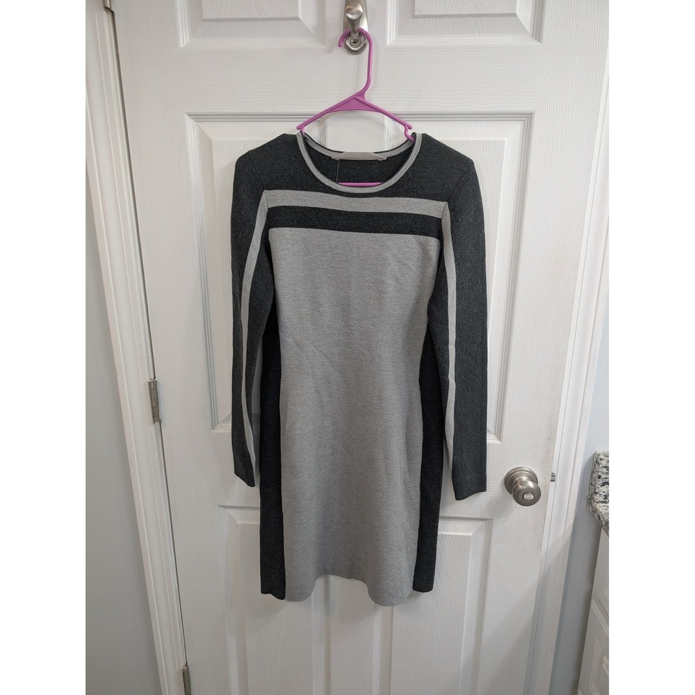 Athleta Boreal Womens Grey Colorblock Wool Blend Knit Sweater Dress - Size S‎